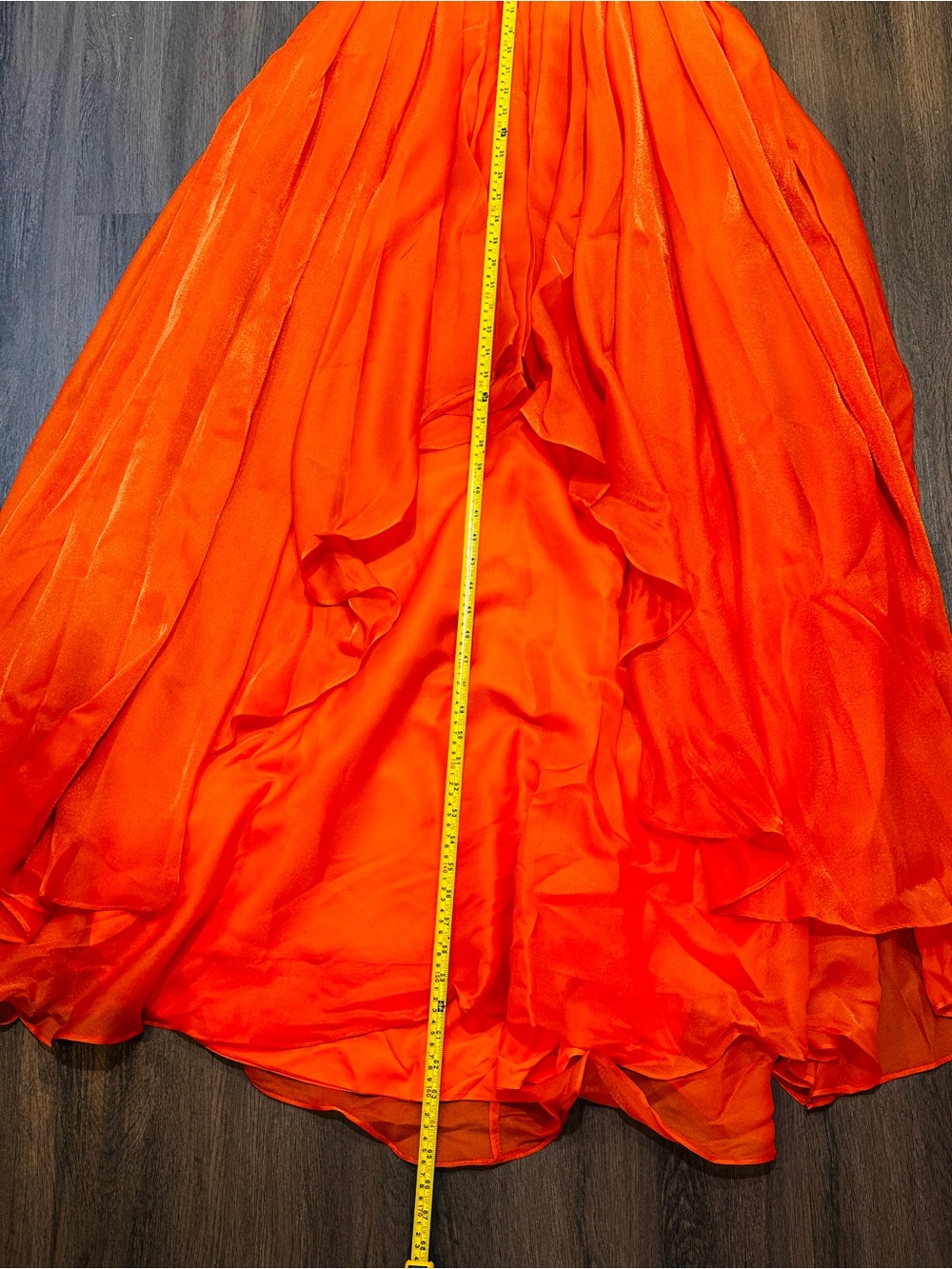 Orange Plunge Sheer V Formal Gown Size 6 Layered Tulle Evening Prom Dress - Picture 11 of 14